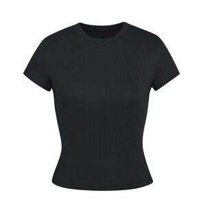 Skims ribbed cotton T-SHIRT soot